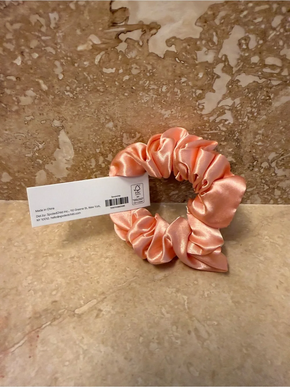 SpoiledChild Peach Satin Scrunchie